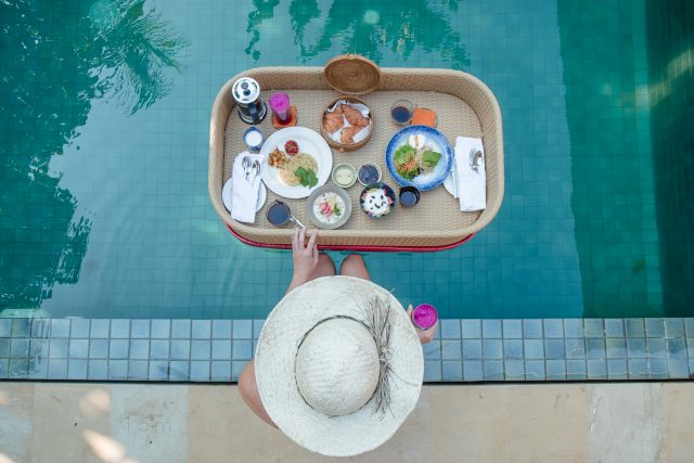 Food at the pool at The Komaneka at Keramas Bali
