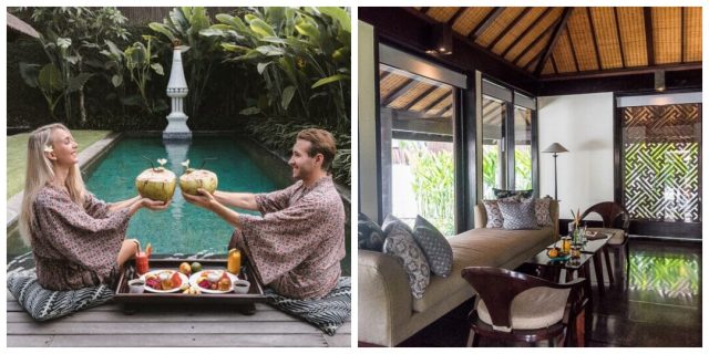 The Legian Bali pool side dinner and lounge