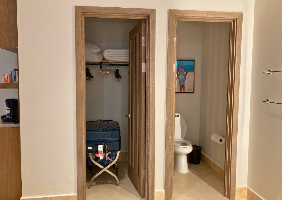 Sandals Dunn's River Tufa Terrace One Bedroom Skypool Butler Suite closet and toilet area